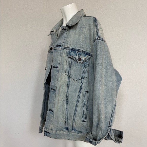 Free People Light Blue Oversized Trucker Denim Jacket - Picture 6 of 9